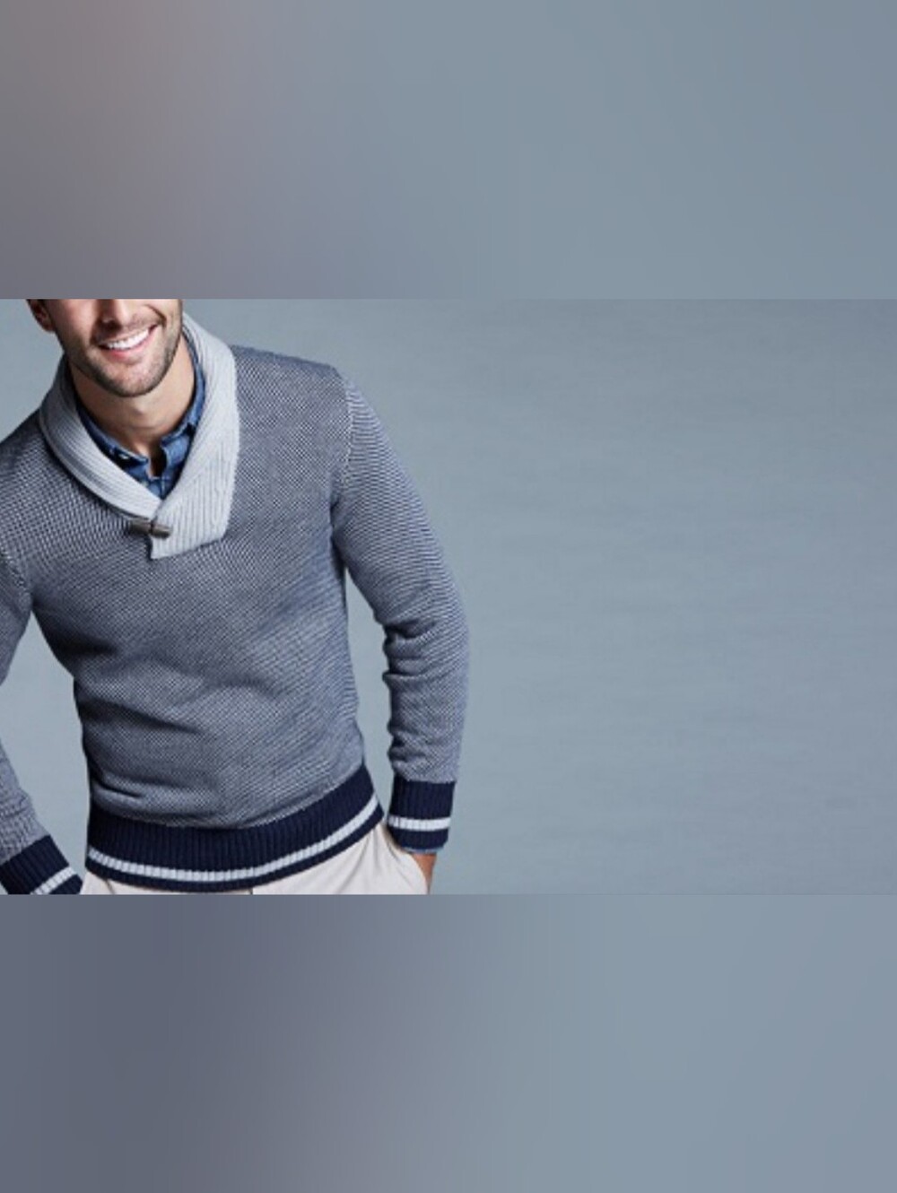 Banana Republic Birdseye Shawl-Collar Wool Sweater size S